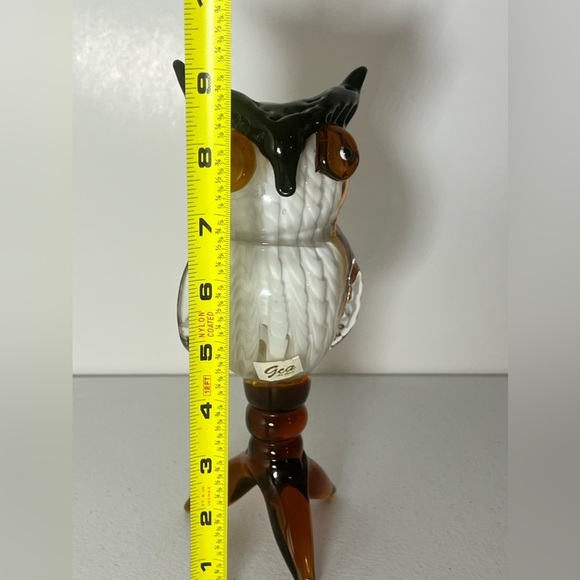 GCA Hand Blown Glass Amber Perched Owl Vintage Heavy MCM - Picture 8 of 16